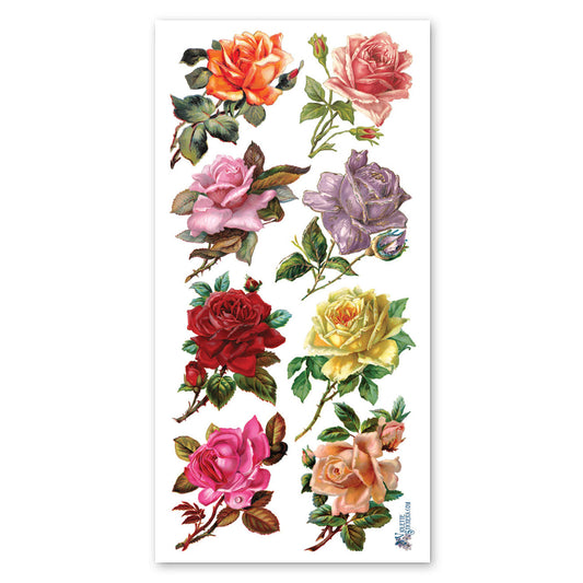 8 Rainbow  Roses Stickers
